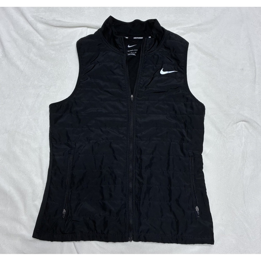 Nike Womens Running Vest Medium Black Full Zip Lightweight Athletic Training